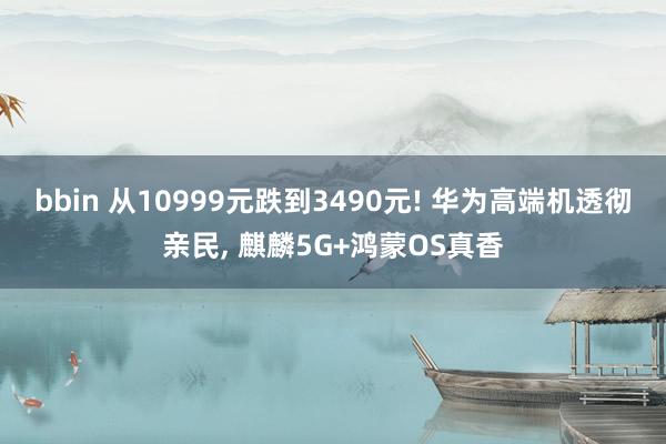 bbin 从10999元跌到3490元! 华为高端机透彻亲民， 麒麟5G+鸿蒙OS真香