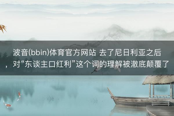 波音(bbin)体育官方网站 去了尼日利亚之后，对“东谈主口红利”这个词的理解被澈底颠覆了