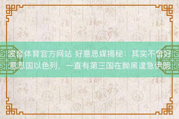 波音体育官方网站 好意思媒揭秘：其实不啻好意思国以色列，一直有第三国在黝黑遑急伊朗