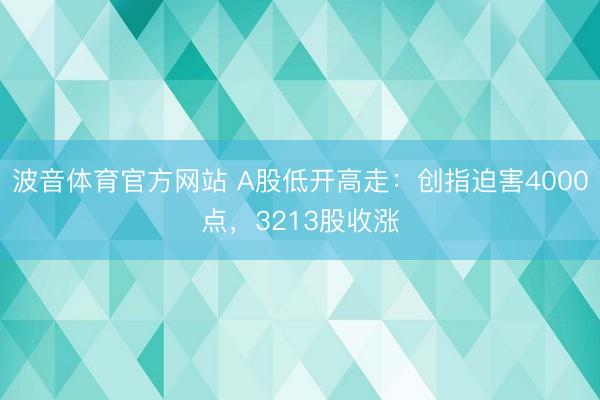 波音体育官方网站 A股低开高走：创指迫害4000点，3213股收涨