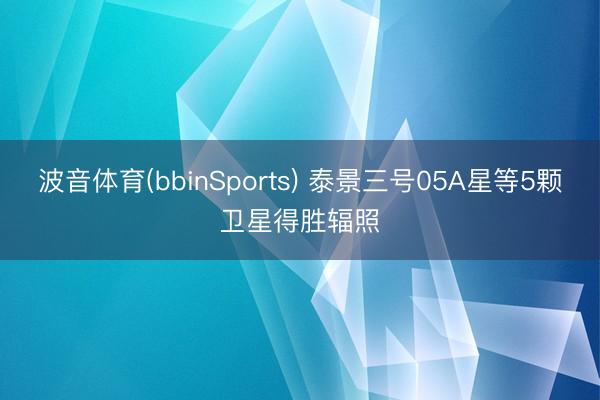 波音体育(bbinSports) 泰景三号05A星等5颗卫星得胜辐照