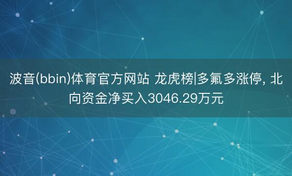 波音(bbin)体育官方网站 龙虎榜|多氟多涨停， 北向资金净买入3046.29万元
