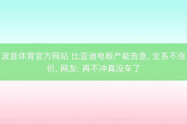 波音体育官方网站 比亚迪电板产能告急， 全系不涨价， 网友: 再不冲真没车了