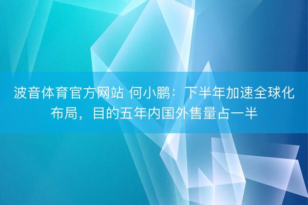 波音体育官方网站 何小鹏：下半年加速全球化布局，目的五年内国外售量占一半