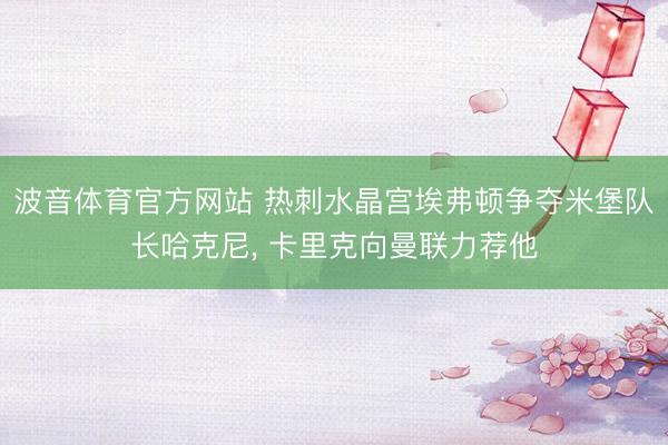 波音体育官方网站 热刺水晶宫埃弗顿争夺米堡队长哈克尼， 卡里克向曼联力荐他