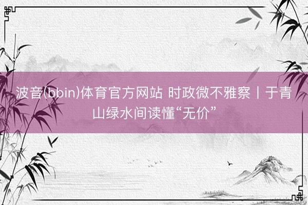 波音(bbin)体育官方网站 时政微不雅察丨于青山绿水间读懂“无价”