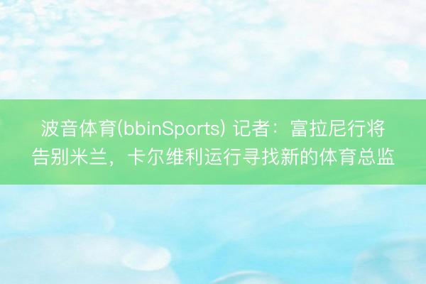 波音体育(bbinSports) 记者：富拉尼行将告别米兰，卡尔维利运行寻找新的体育总监