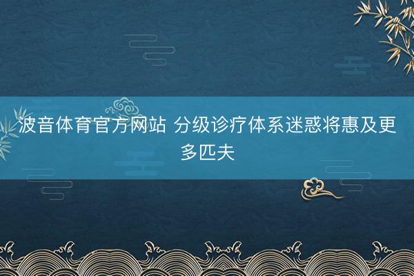 波音体育官方网站 分级诊疗体系迷惑将惠及更多匹夫