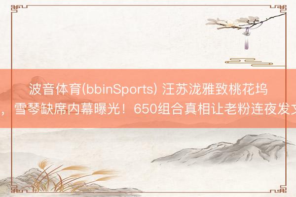 波音体育(bbinSports) 汪苏泷雅致桃花坞6，雪琴缺席内幕曝光！650组合真相让老粉连夜发文