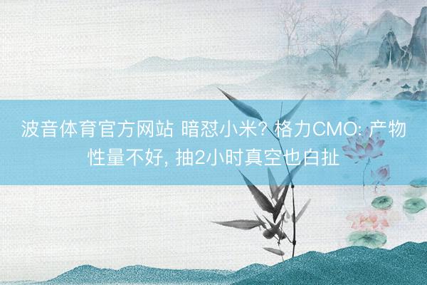 波音体育官方网站 暗怼小米? 格力CMO: 产物性量不好， 抽2小时真空也白扯