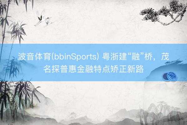 波音体育(bbinSports) 粤浙建“融”桥,茂名探普惠金融特点矫正新路
