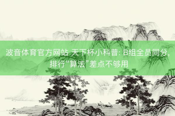 波音体育官方网站 天下杯小科普: B组全员同分， 排行“算法”差点不够用