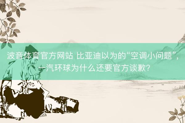 波音体育官方网站 比亚迪以为的“空调小问题”， 一汽环球为什么还要官方谈歉?